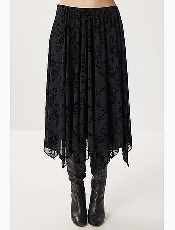 Floral high waist midi a-line skirt with belt istanbul