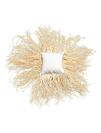 Fodera decorativa per cuscino con frange di rafia