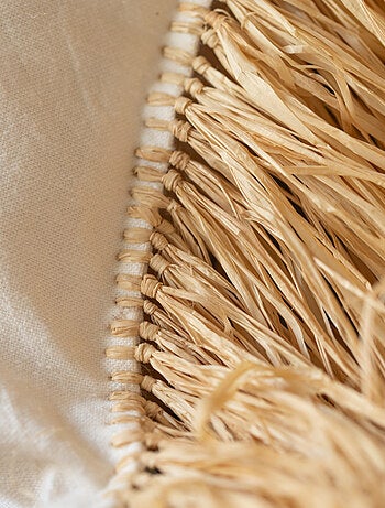 Fodera decorativa per cuscino con frange di rafia