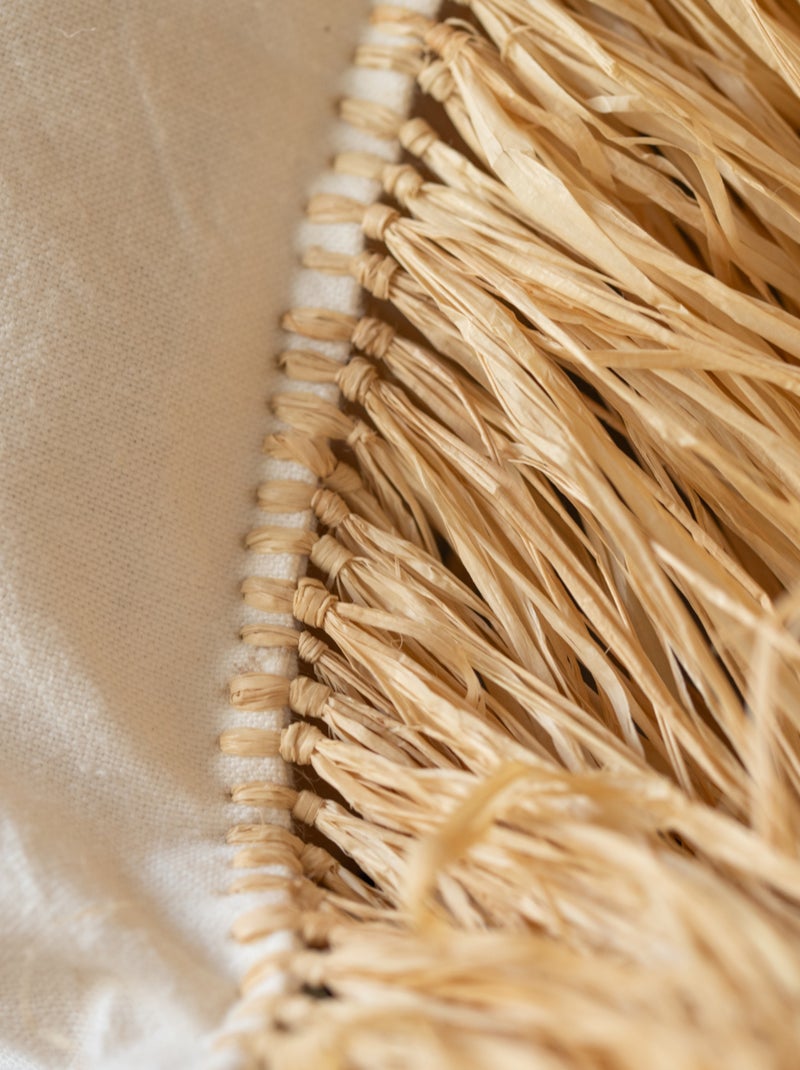 Fodera decorativa per cuscino con frange di rafia Bianco - Kiabi