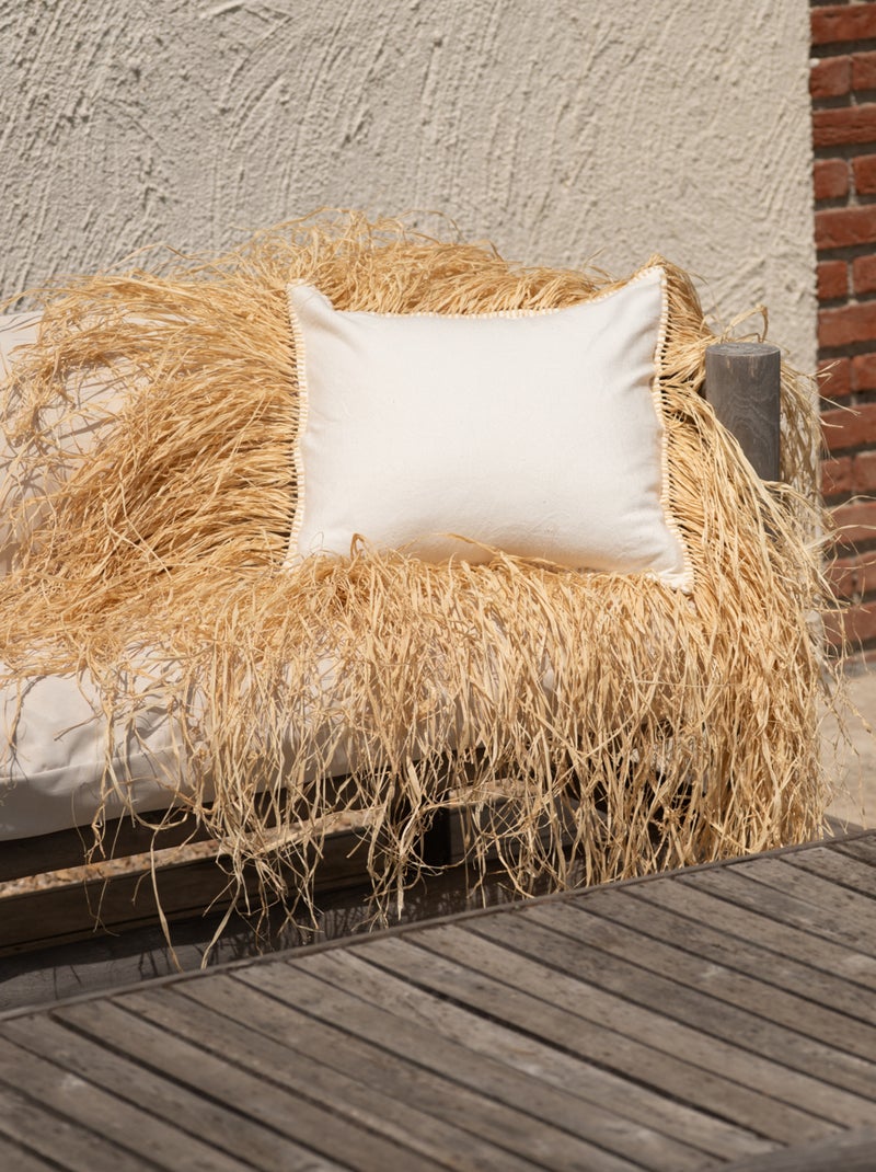 Fodera decorativa per cuscino con frange di rafia Bianco - Kiabi
