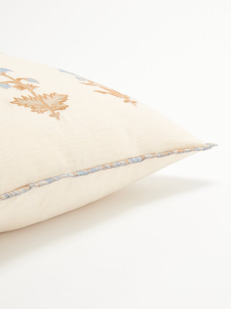 Fodera per cuscino con fiori ricamati Beige - Kiabi