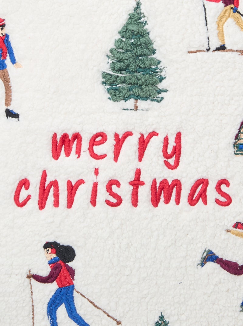 Fodera per cuscino con ricami 'Natale' Beige - Kiabi