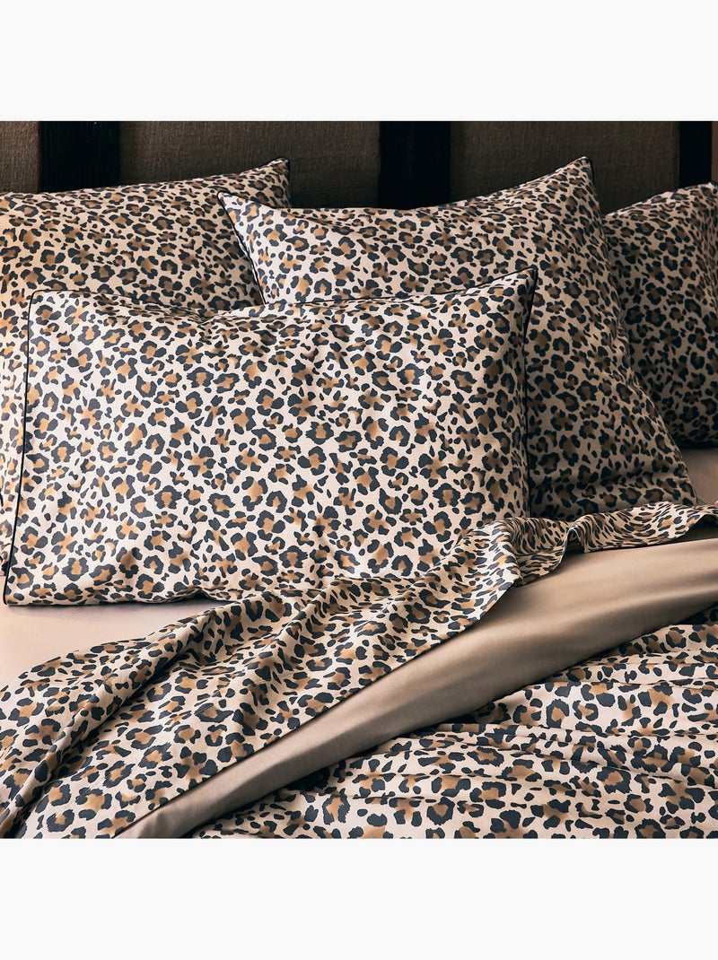 Fodera per cuscino in cotone percalle stampato leopardo Beige - Kiabi