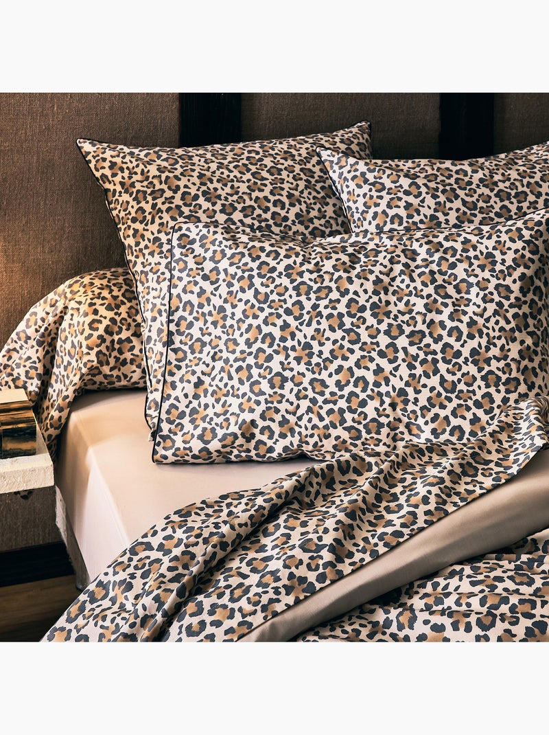 Fodera per cuscino in cotone percalle stampato leopardo Beige - Kiabi