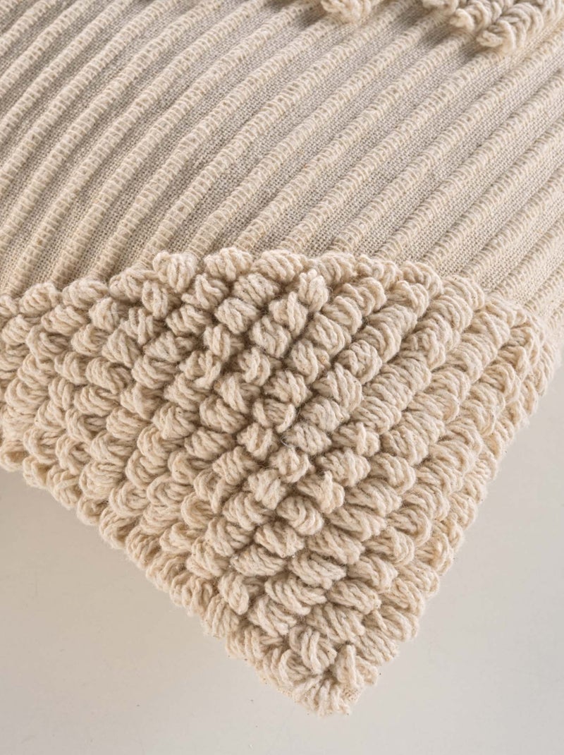 Fodera per cuscino in policotone con motivo strutturato Beige conchiglia - Kiabi