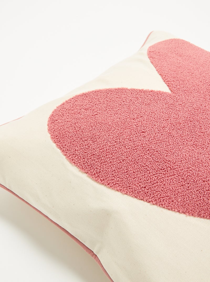 Fodera per cuscino quadrata con motivo 'cuore' Rosa - Kiabi
