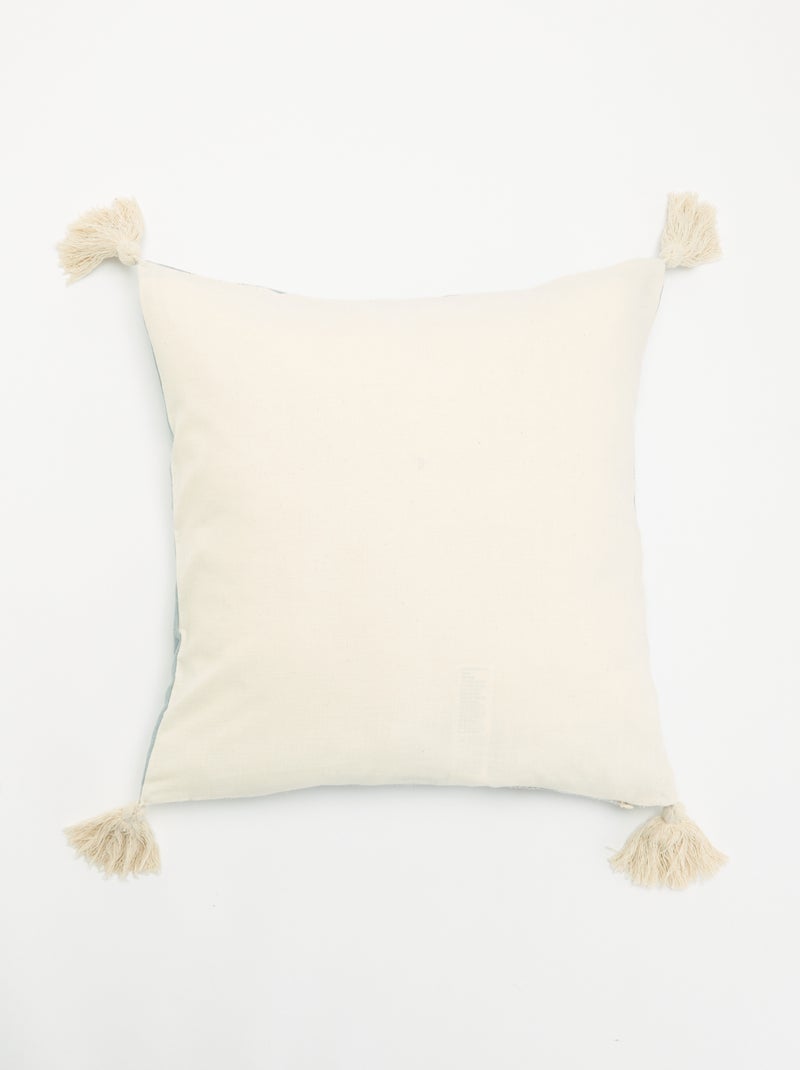 Fodera per cuscino quadrata con pompon Blu - Kiabi