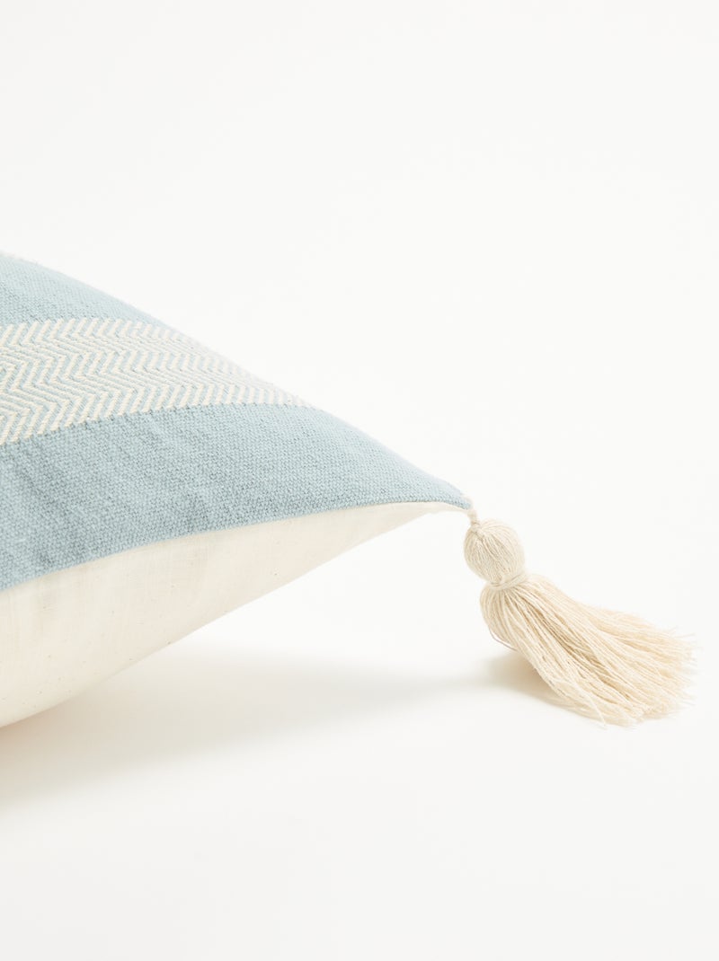 Fodera per cuscino quadrata con pompon Blu - Kiabi