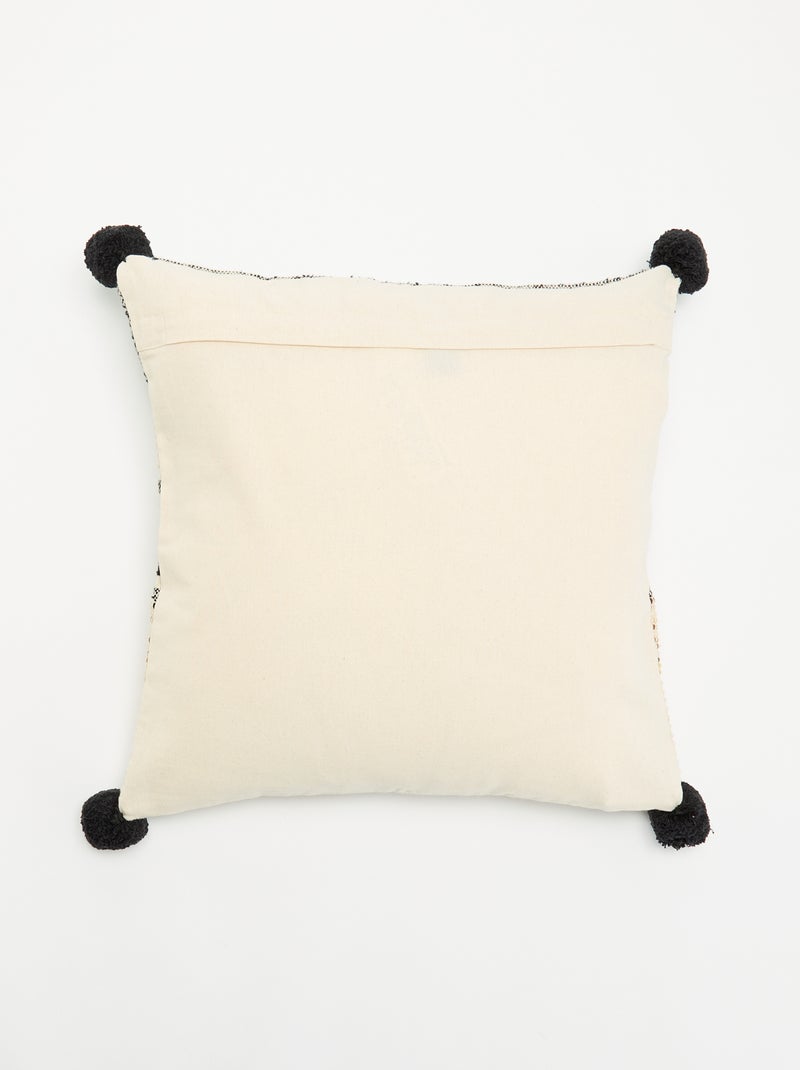 Fodera per cuscino quadrata con pompon Nero - Kiabi