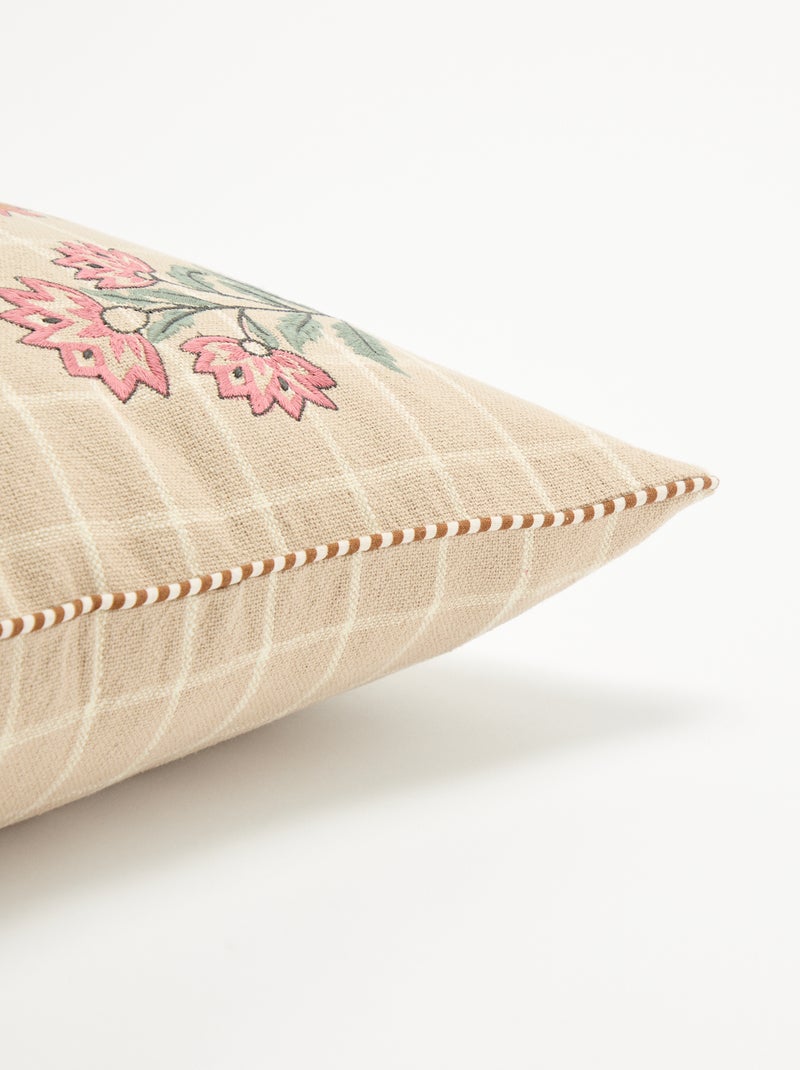 Fodera per cuscino quadrato con fiori ricamati Beige - Kiabi