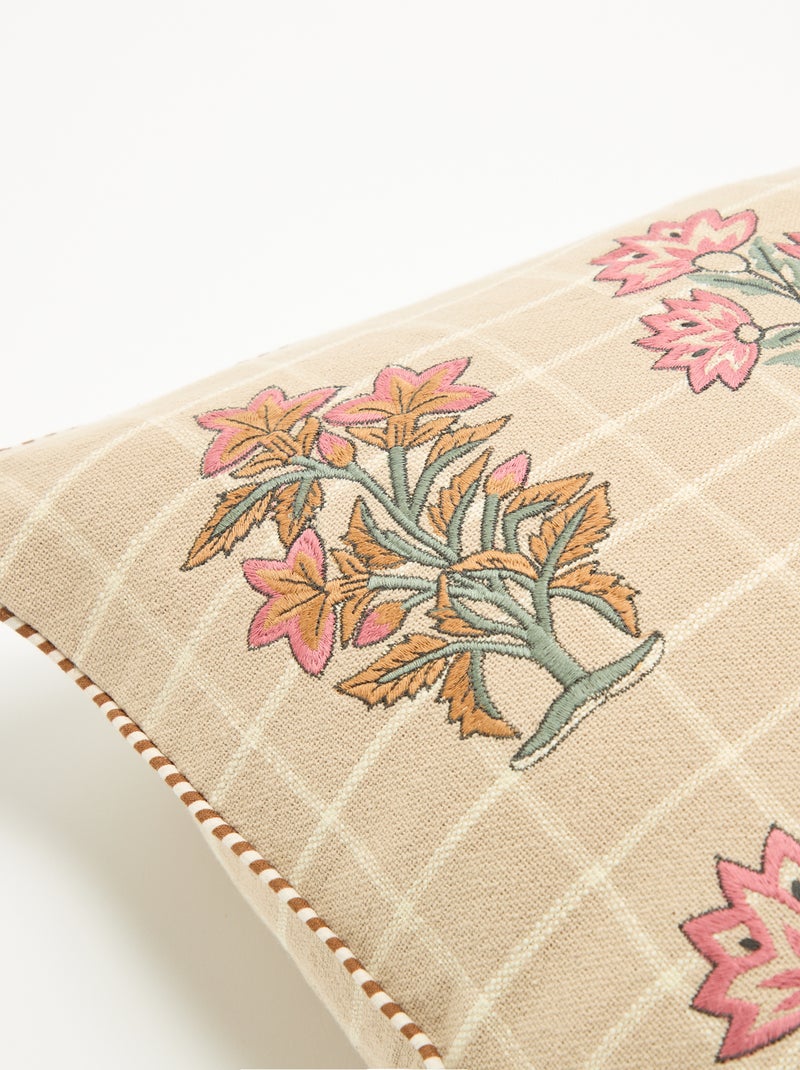 Fodera per cuscino quadrato con fiori ricamati Beige - Kiabi