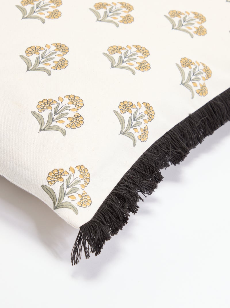 Fodera per cuscino stampata con frange Verde - Kiabi