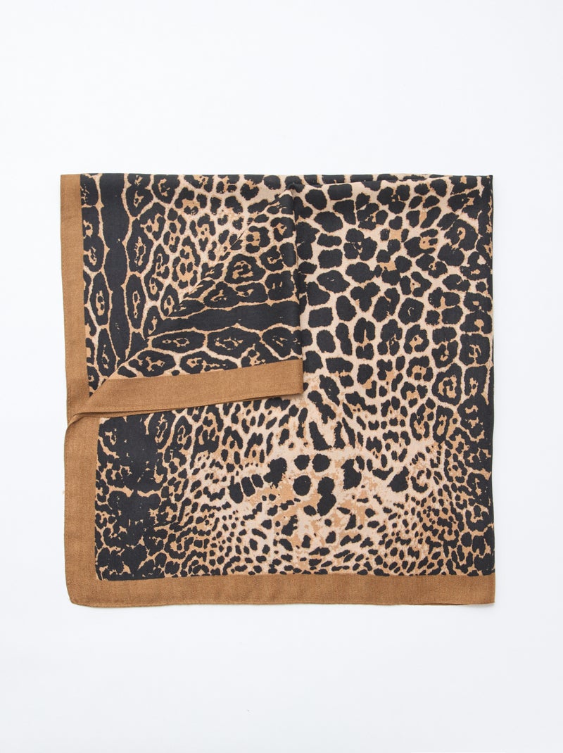 Foulard con motivi leopardati - 90 x 90 cm Marrone - Kiabi