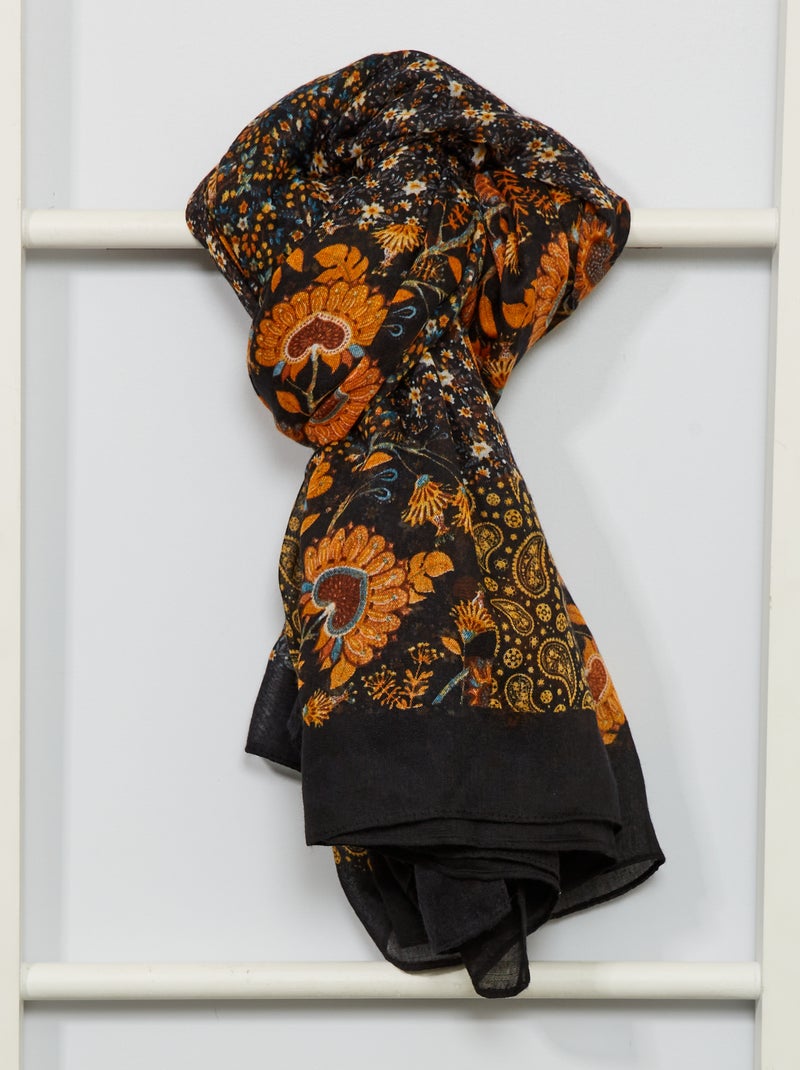 Foulard con stampa 'fiori' nero - Kiabi