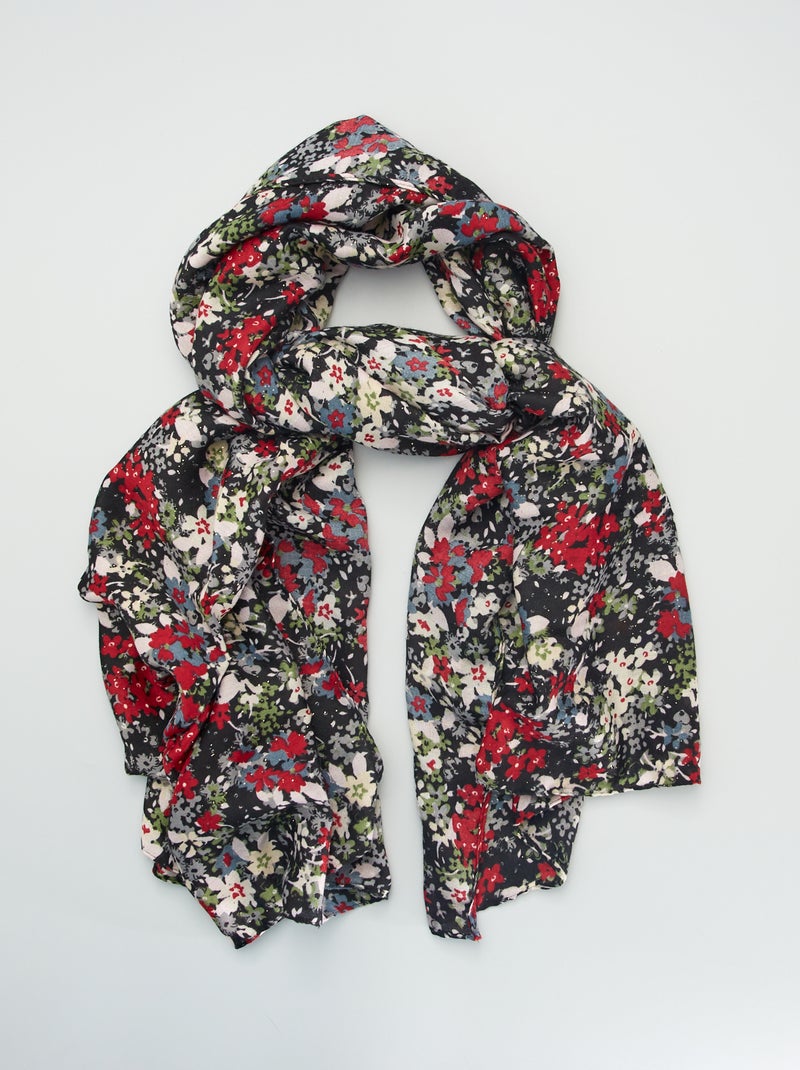 Foulard con stampa floreale nero - Kiabi
