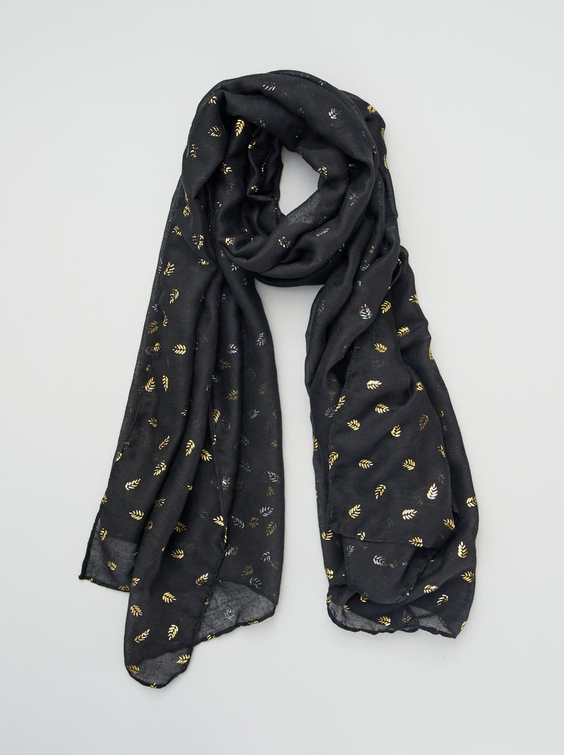 Foulard in voile con stampa foglie NERO - Kiabi