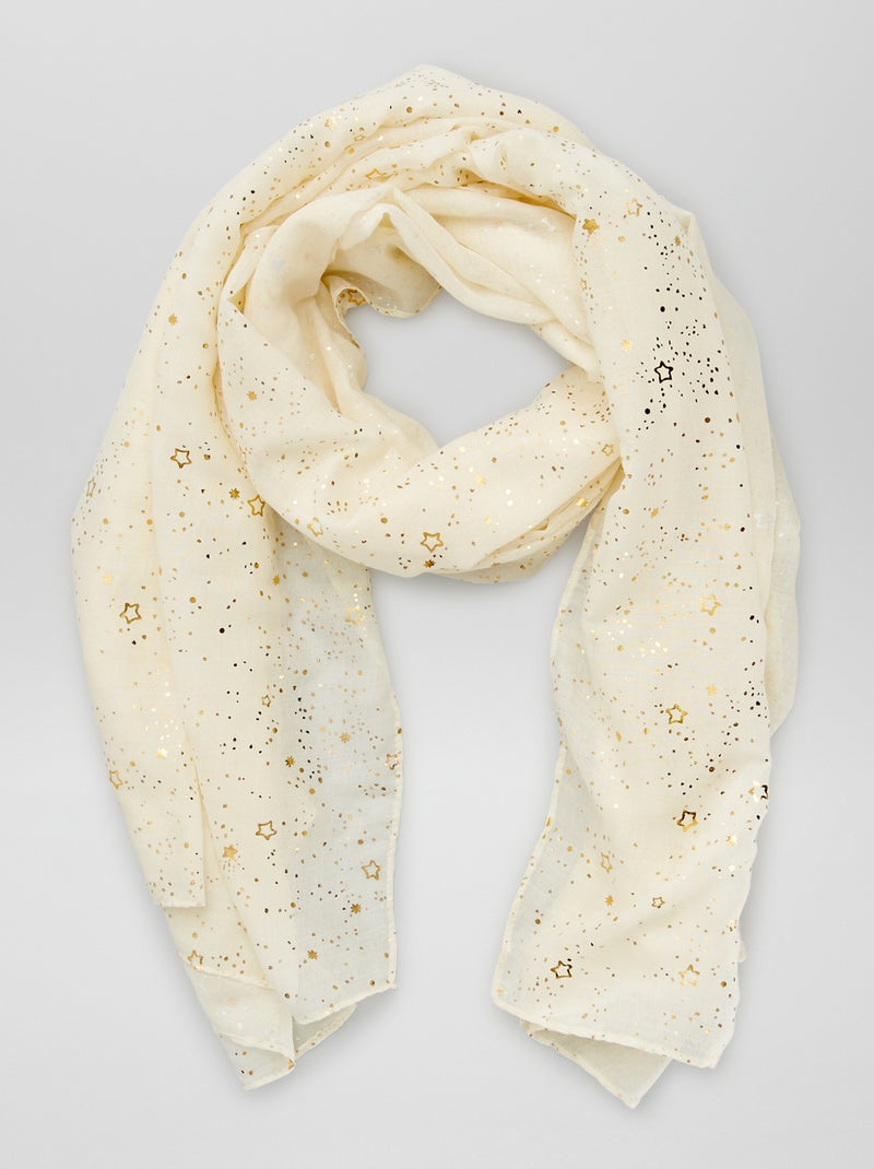 Foulard in voile con stampa stella BIANCO - Kiabi