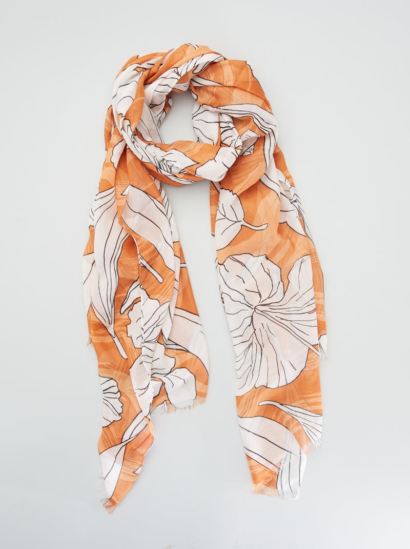 Foulard lungo a 'fiori' MARRONE - Kiabi