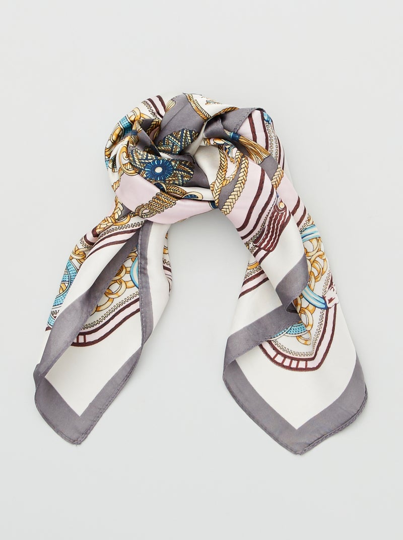 Foulard quadrato con stampa arabesco grigio rosa - Kiabi