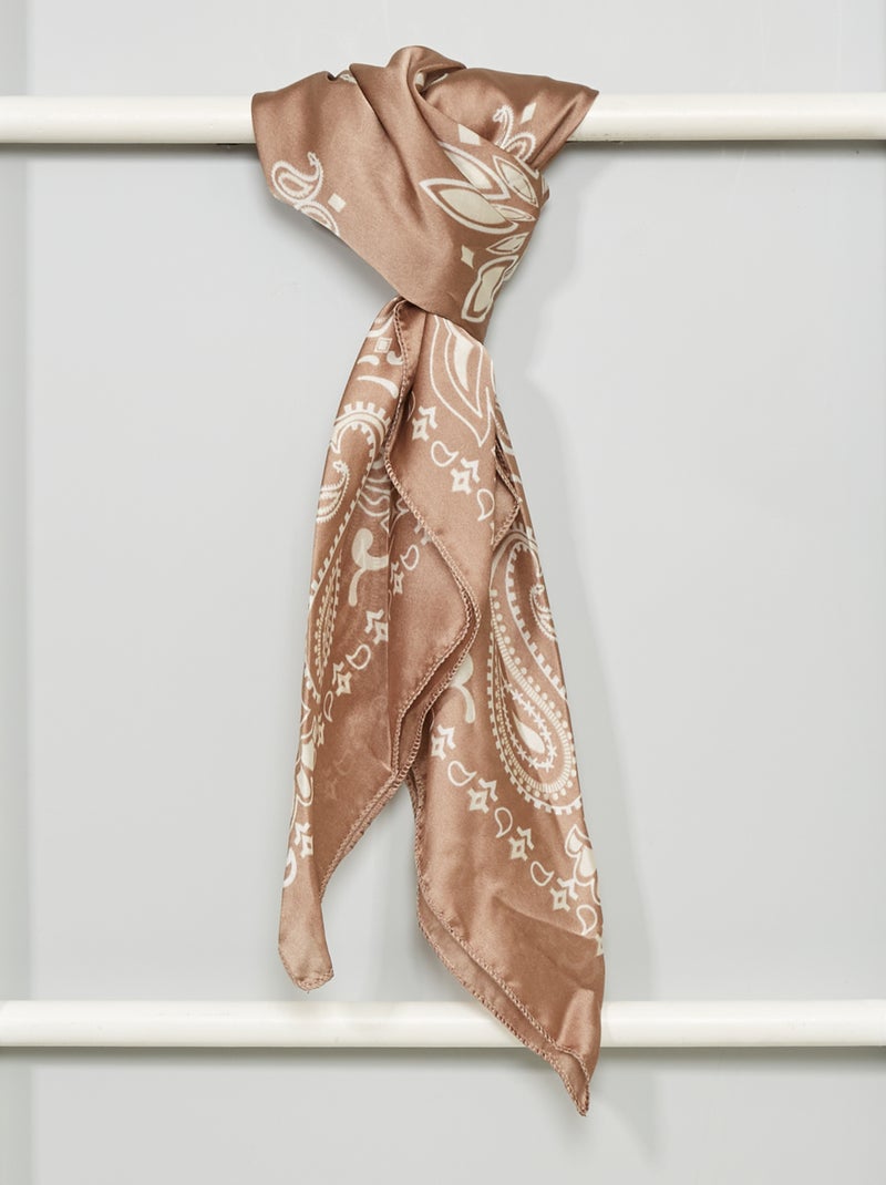 Foulard quadrato effetto satinato stampato BEIGE Kiabi