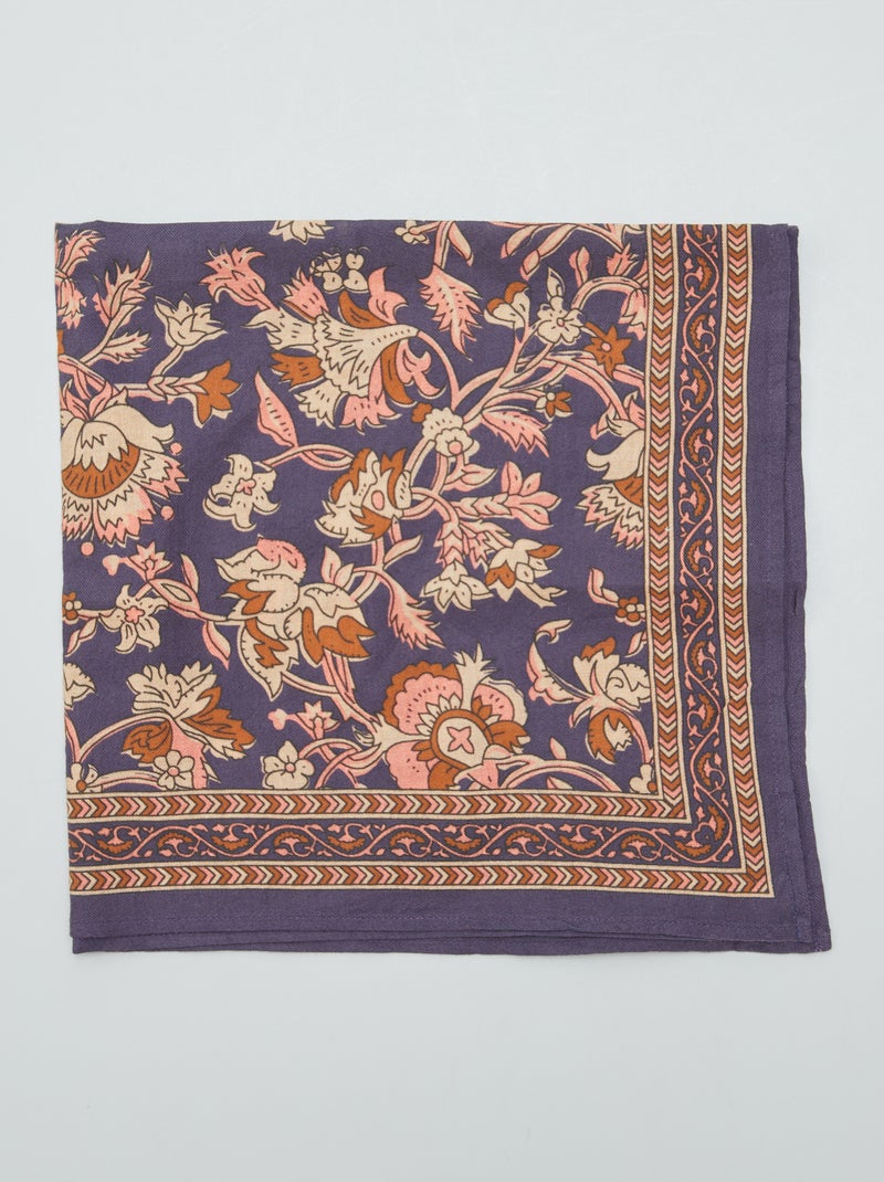 Set Di 3 Sciarpa Di Cotone Viola Complementare Foulard Quadrato