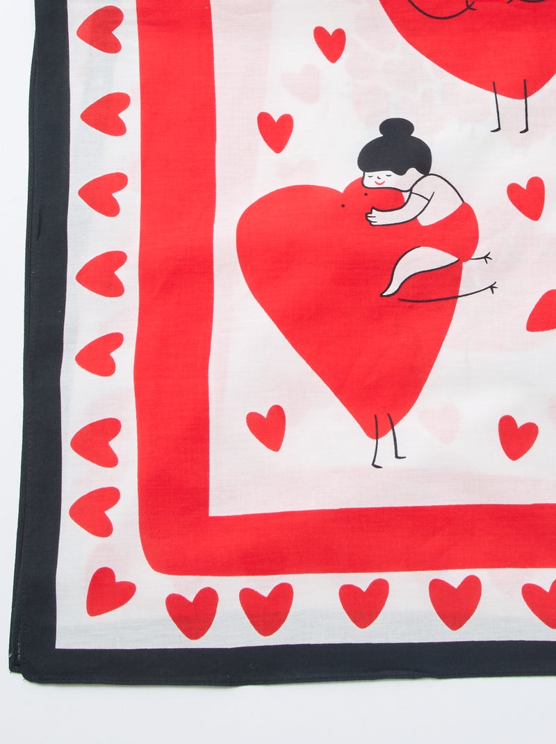 Foulard stampato fantasia (100x100 cm) 'Agathe Sorlet x Kiabi' - San Valentino Bianco - Kiabi