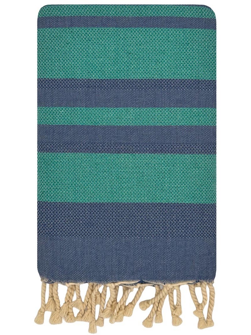 Fouta da spiaggia jacquard in cotone riciclato | Reva Blu scuro - Kiabi