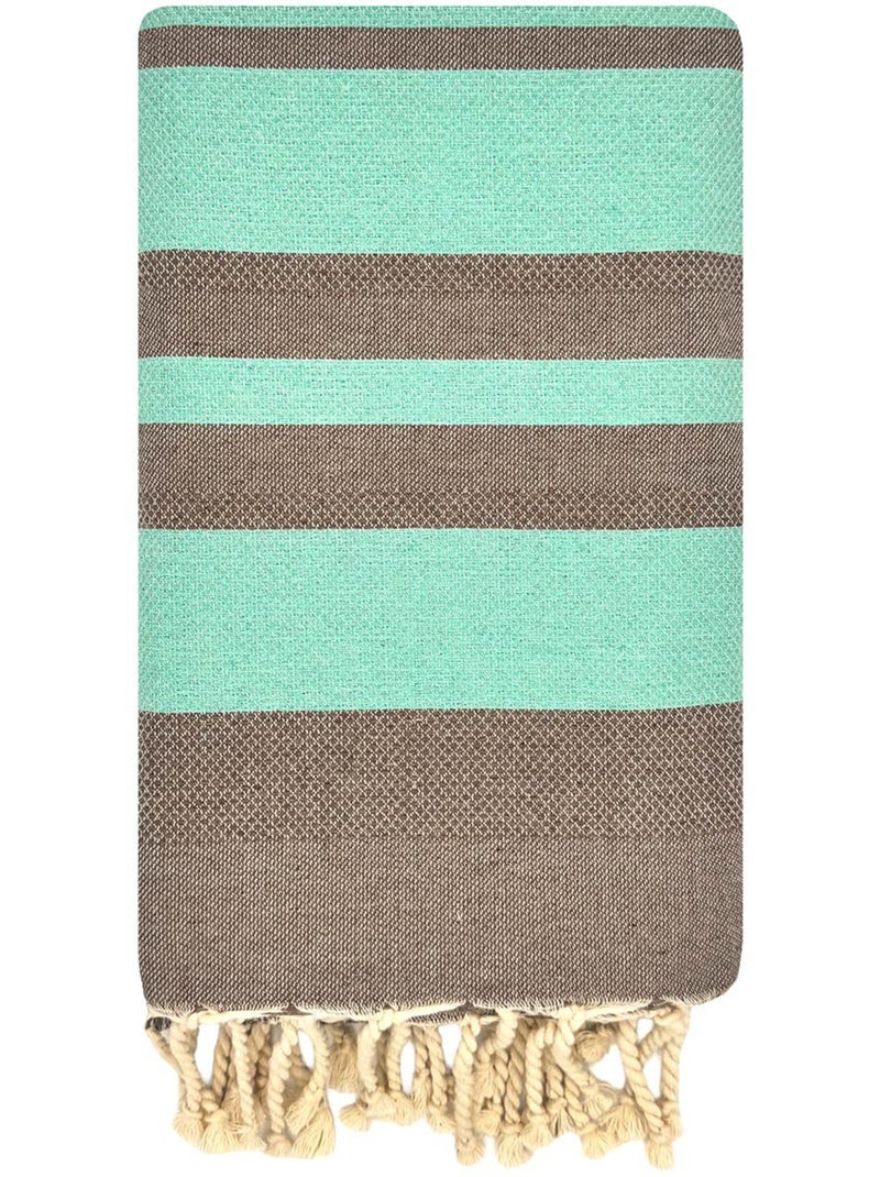 Fouta da spiaggia jacquard in cotone riciclato | Reva Marrone cioccolato - Kiabi