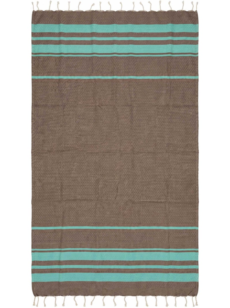 Fouta da spiaggia jacquard in cotone riciclato | Reva Marrone cioccolato - Kiabi
