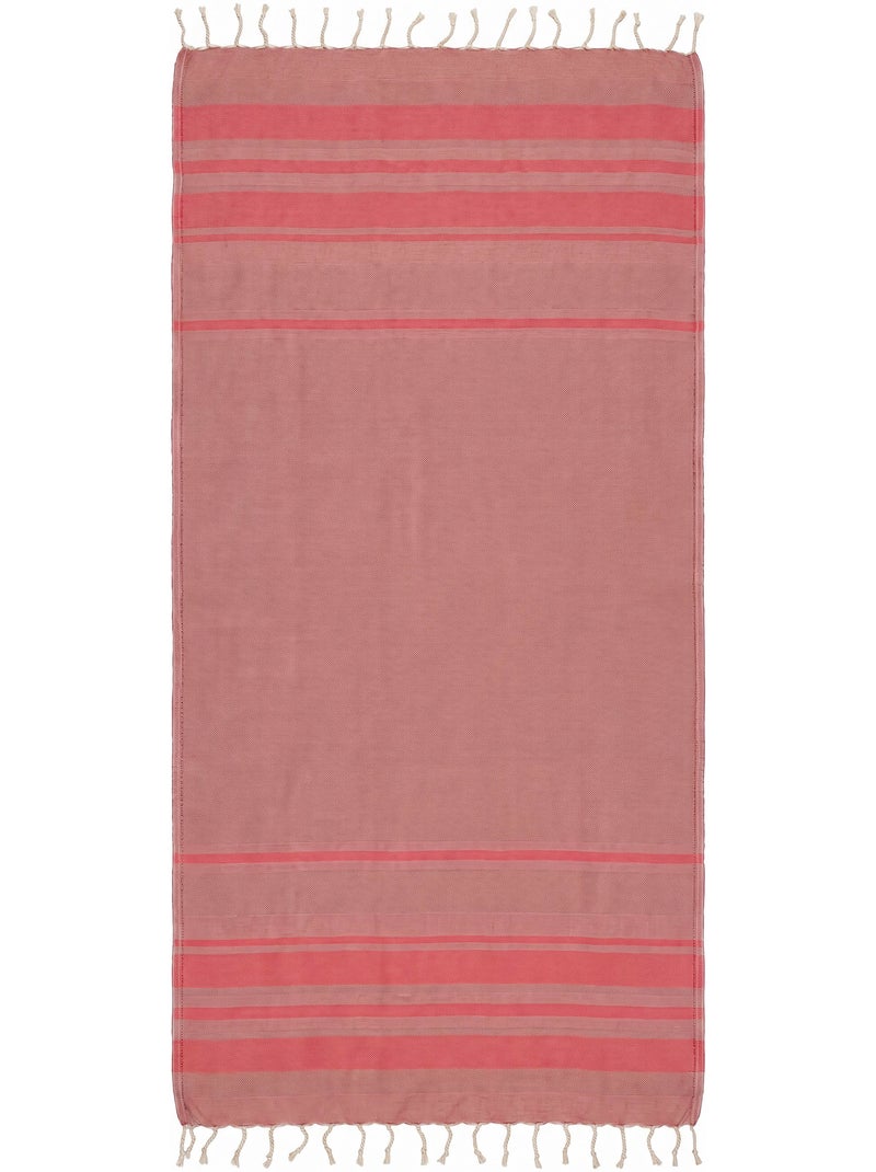 Fouta da spiaggia jacquard in cotone riciclato | Reva Rosa salmone - Kiabi