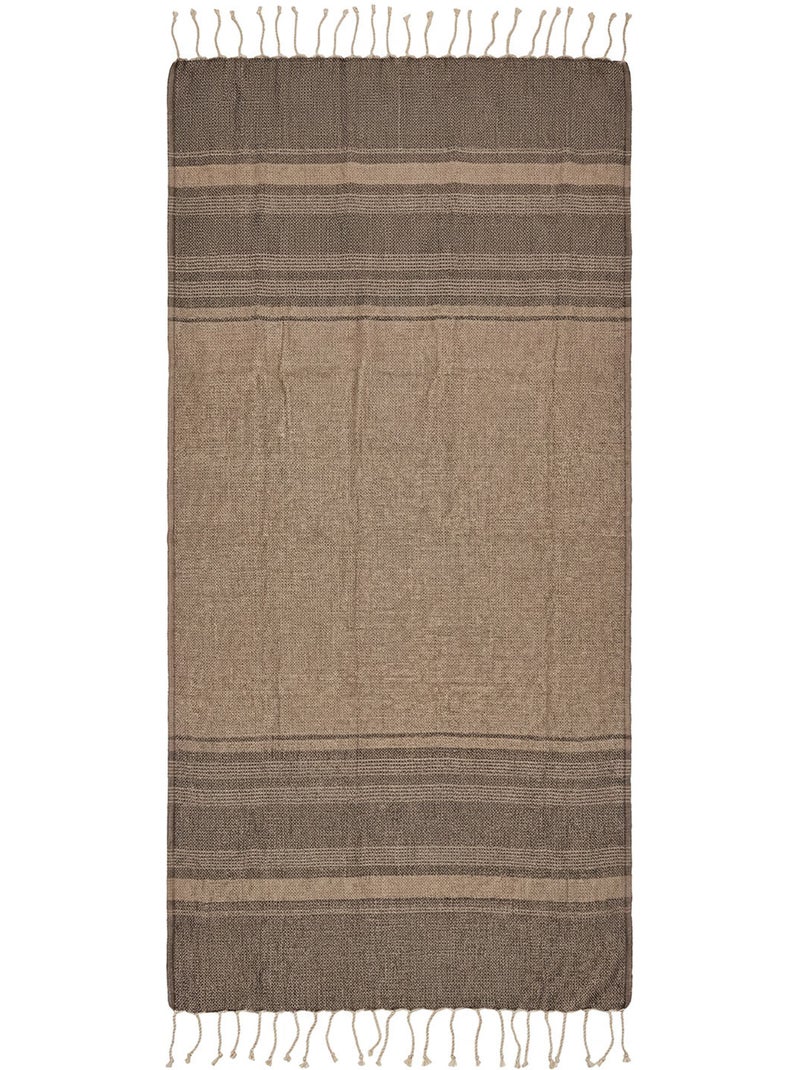 Fouta di lusso jacquard occhio d'uccello cotone riciclato | Reva Beige - Kiabi