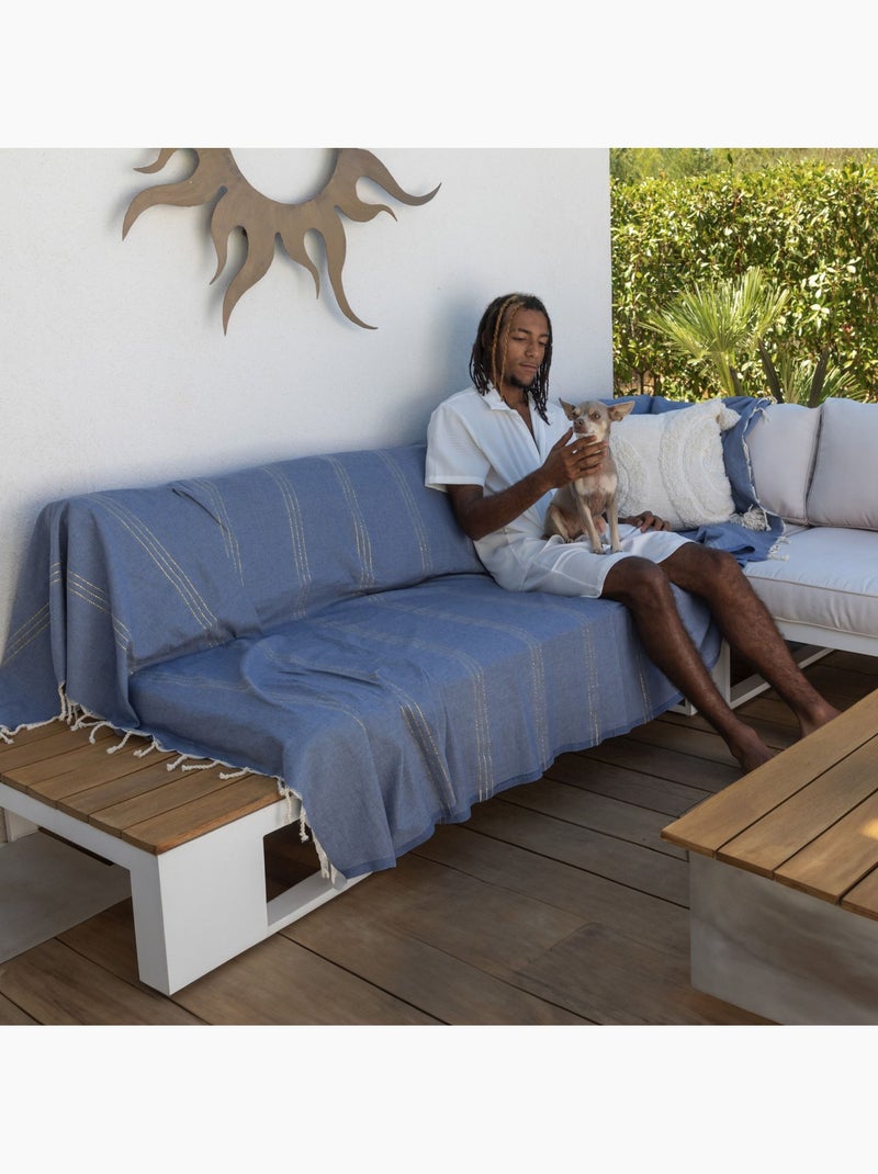 Fouta gigante in cotone riciclato | reva | reva Blu jeans - Kiabi