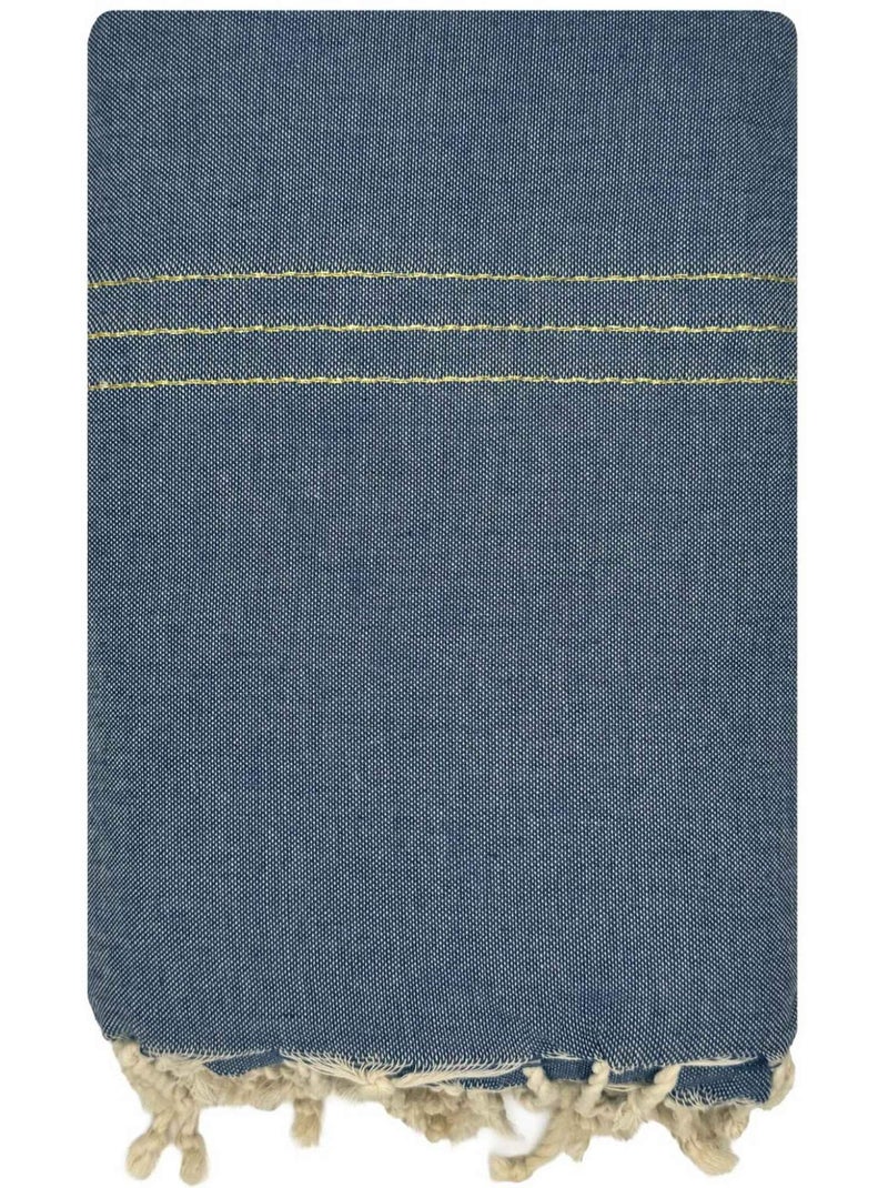 Fouta gigante in cotone riciclato | reva | reva Blu jeans - Kiabi