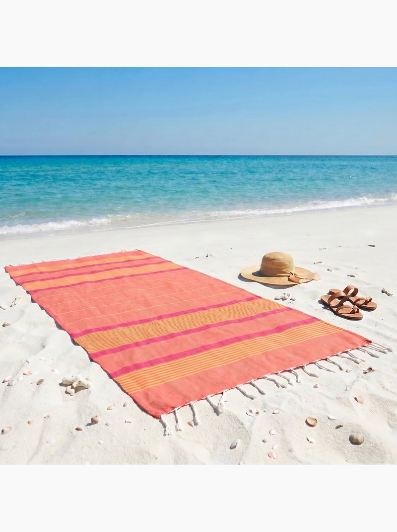 Fouta in cotone riciclato | reva | reva Arancione corallo - Kiabi