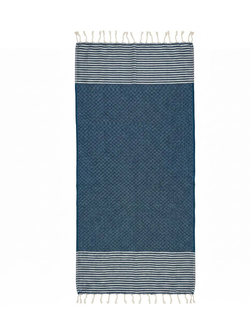 Fouta in cotone riciclato | reva | reva Bianco Blu - Kiabi