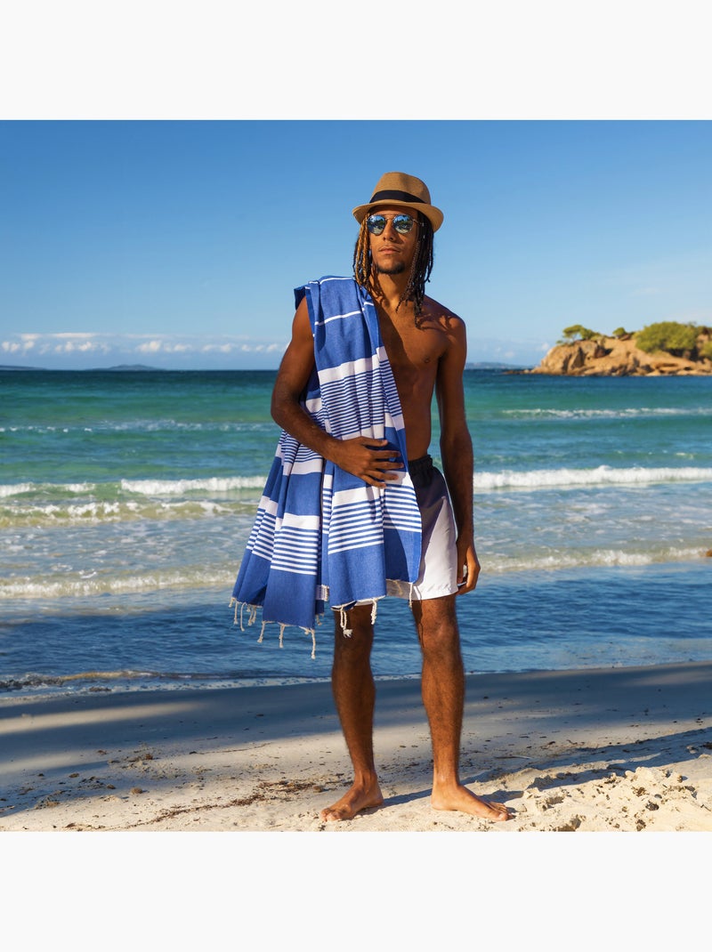 Fouta in cotone riciclato | reva | reva Blu caraibi - Kiabi