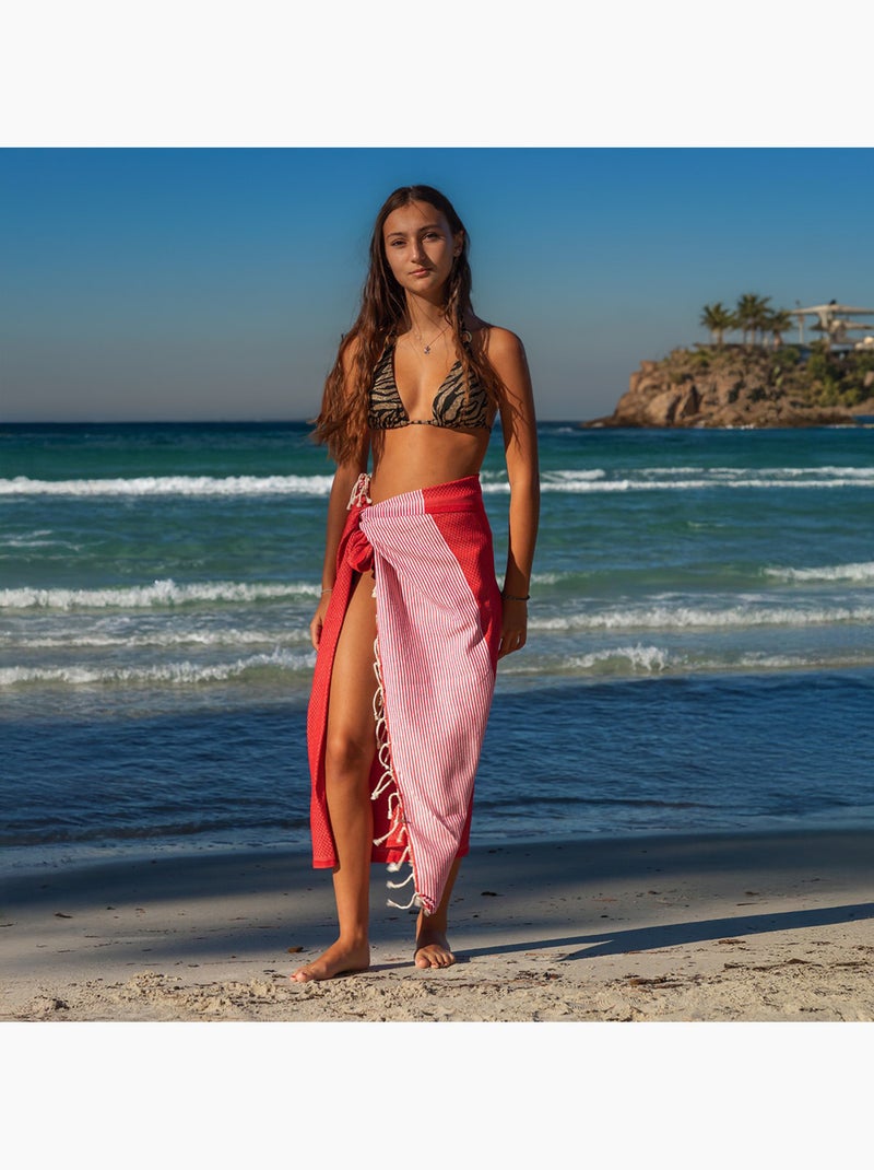 Fouta in cotone riciclato | reva | reva Rosso - Kiabi
