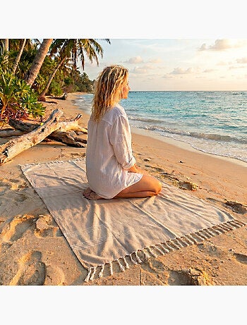 Fouta jacquard a rombi cotone riciclato sicilia | Reva