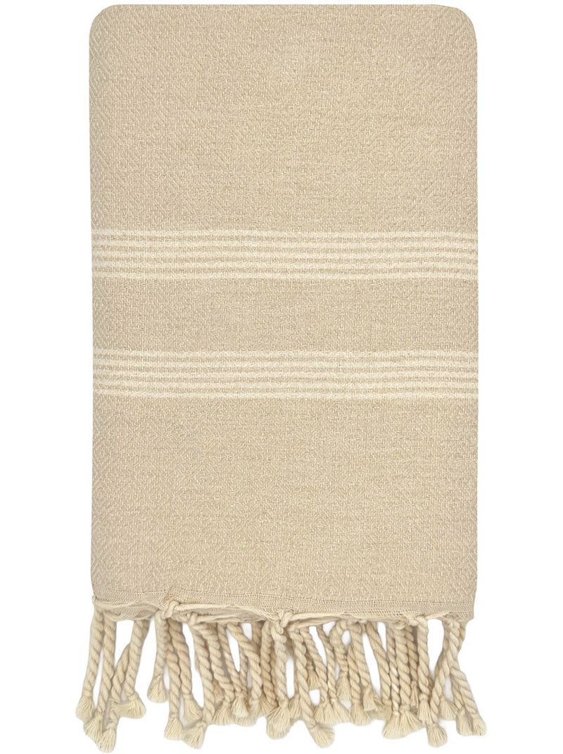Fouta jacquard a rombi cotone riciclato sicilia | Reva Beige conchiglia - Kiabi