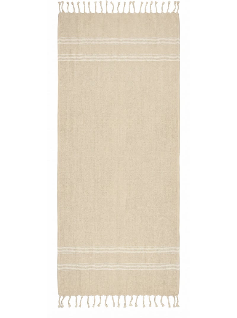 Fouta jacquard a rombi cotone riciclato sicilia | Reva Beige conchiglia - Kiabi