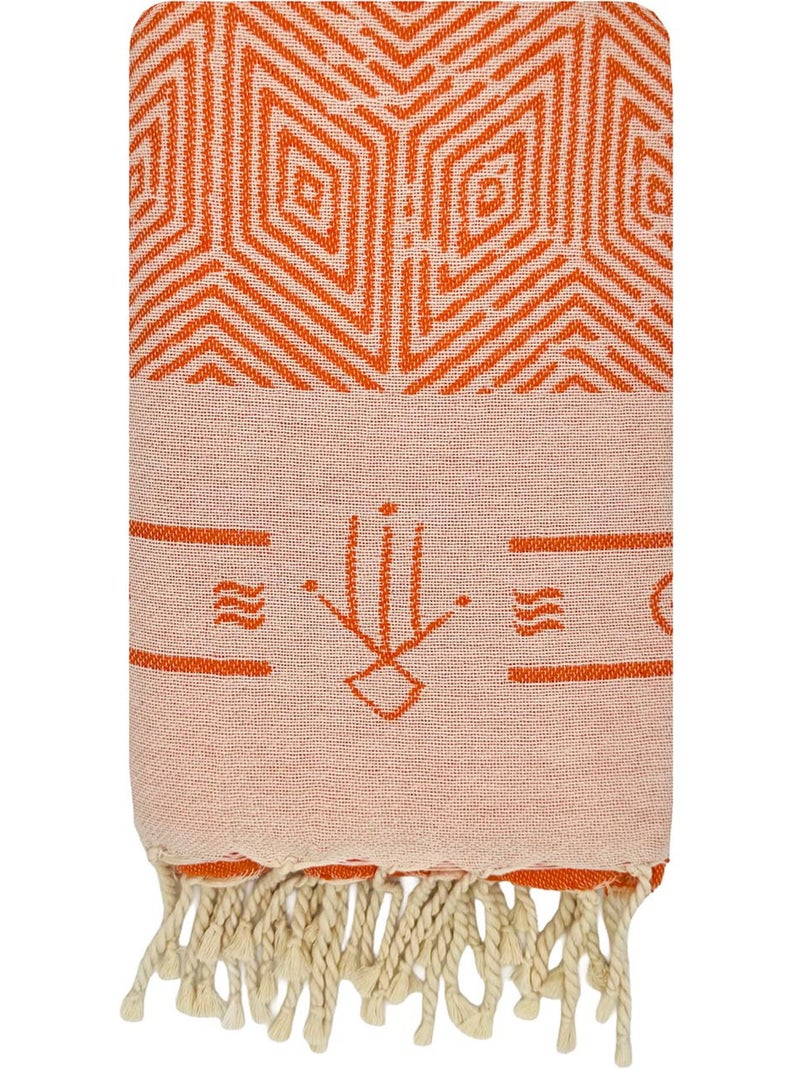 Fouta reversibile in cotone riciclato | Reva Arancione - Kiabi