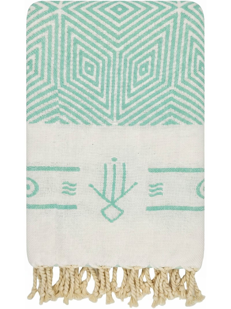Fouta reversibile in cotone riciclato | Reva Turchese - Kiabi