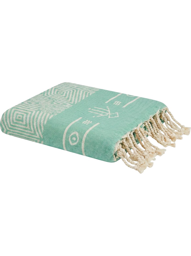 Fouta reversibile in cotone riciclato | Reva Turchese - Kiabi