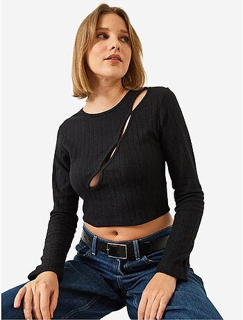 Front piped crop blouse lucci