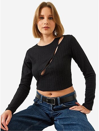 Front piped crop blouse lucci