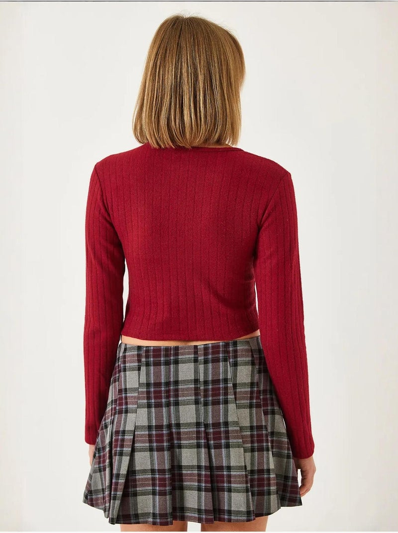 Front piped crop blouse lucci Rosso bordeaux - Kiabi