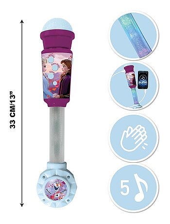 Frozen Trendy Microfono luminoso con altoparlante (auxin), melodie ed effetti sonori