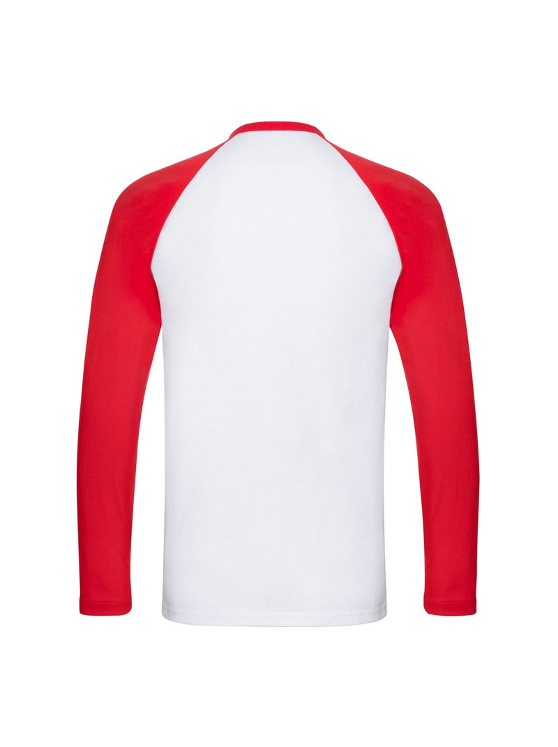 Fruit of the Loom Baseball Maglietta Manica Lunga Uomo Bianco/Rosso - Kiabi