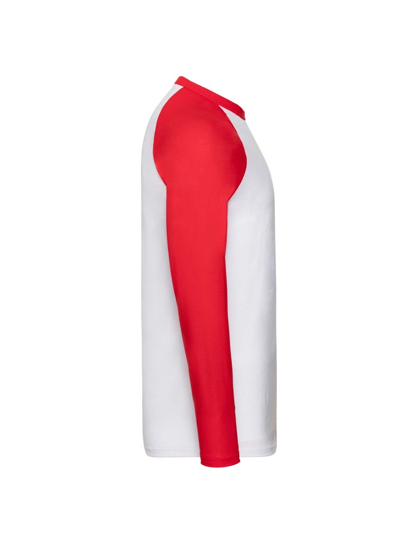 Fruit of the Loom Baseball Maglietta Manica Lunga Uomo Bianco/Rosso - Kiabi